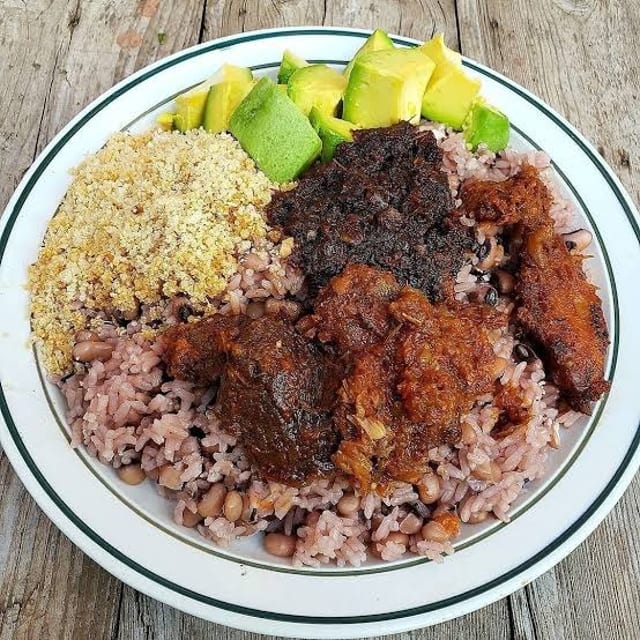 1/2Jollof1/2Waakye.