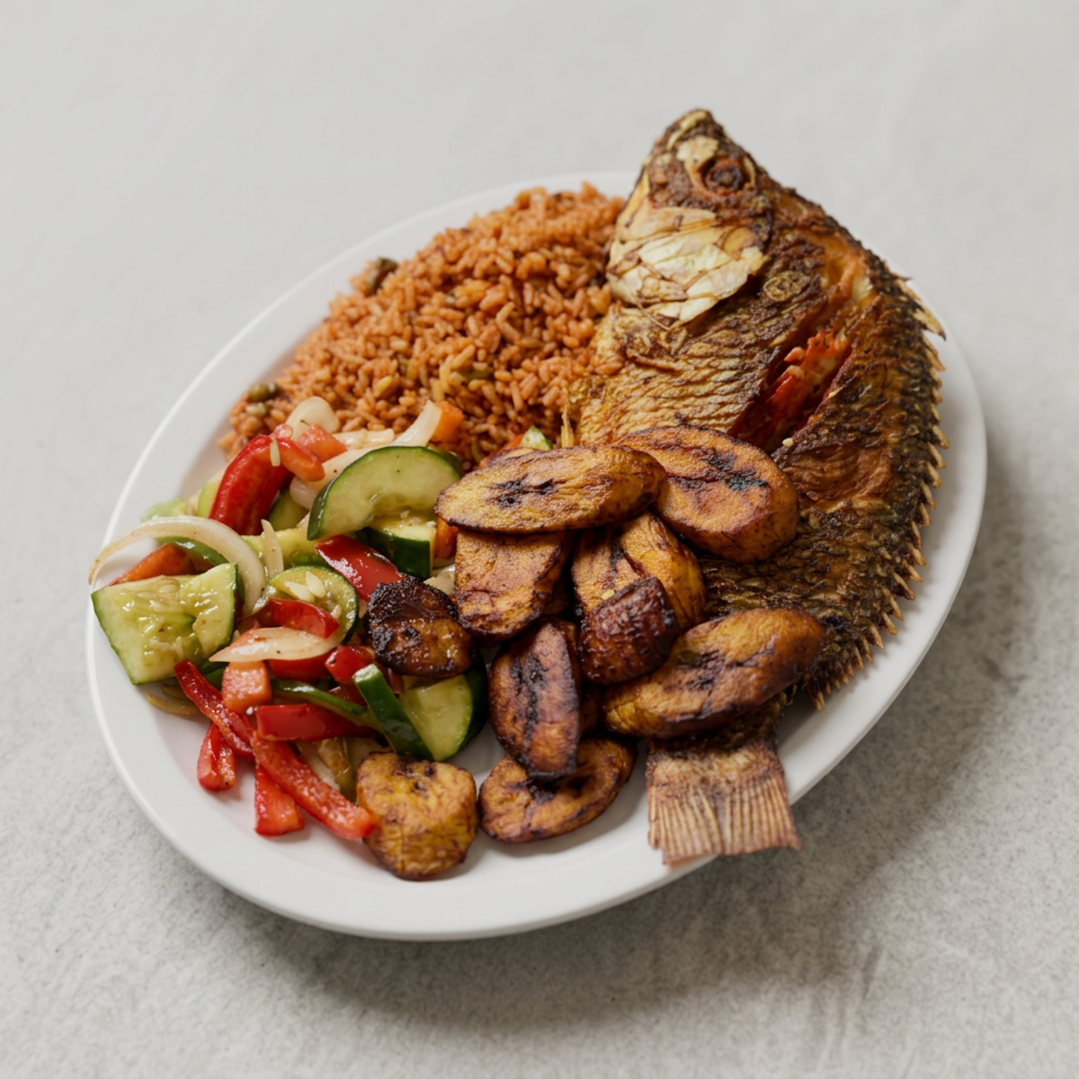 Jollof Rice W/ Fried Tilapia