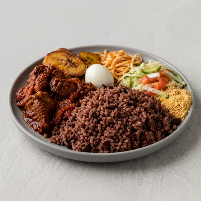 Waakye W/ Beef.