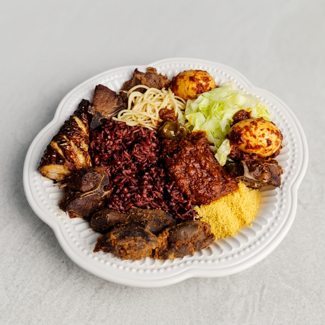 Waakye W/ Regular - (Fish, Beef, Cow Foot)