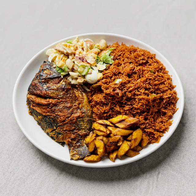 1/2 Jollof & 1/2 Waakye Grilled Tilapia