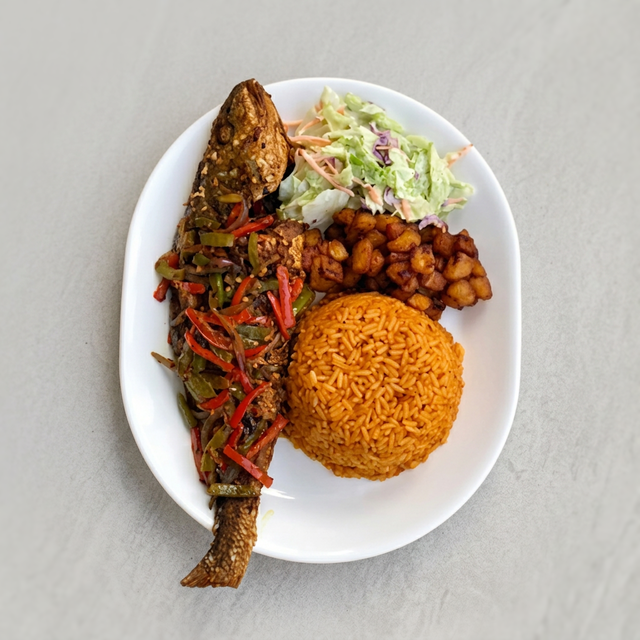 Jollof Rice W/ Fried Whiting Fish